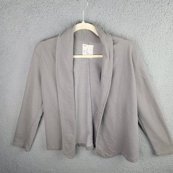 Gap Cardigan Jacket Womens L Gray Silver Casual Shawl Collar Open Brushed Knit - Picture 1 of 15